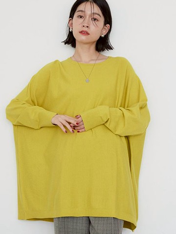 斗篷剪裁寬鬆 針織長版上衣(HA44L2G0300) - AMERICAN HOLIC