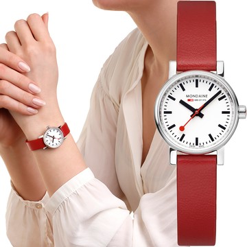 Mondaine 瑞士國鐵 evo2 時光走廊 鐵路錶盤設計植物皮革女錶 中性錶 1XM-26110LCV