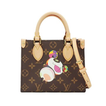 Louis Vuitton x TM On The Go BB 村上隆聯名帆布限量款迷你托特包(M13668-咖)