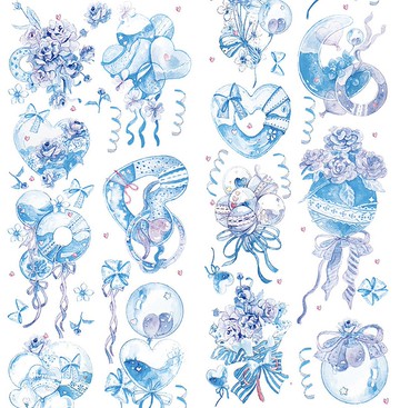 藍色気球 PET 和紙膠帶