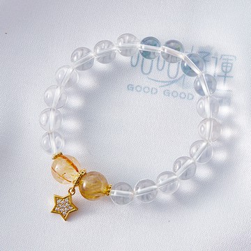 【咕咕好運GoodGoodLuck】招財轉運S925純銀白水晶星星手鍊(星星款)(含開光)