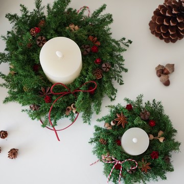 【Blooming.sein 林粼花藝設計】聖誕限定🎄永生雪松聖誕圈 聖誕掛飾 交換禮物 節日慶祝