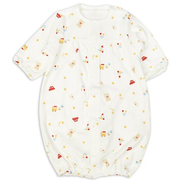 akachan honpo - 長袖連身衣腿部寬鬆款-玩具-奶油色 (50~60cm)