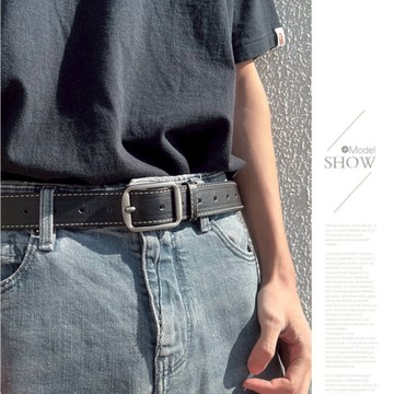 【20ss_select】黑色反車線皮帶 方釦 皮帶 男生皮帶 真皮腰帶 腰帶 皮革腰帶 韓系皮帶 女生皮帶 質感男穿搭