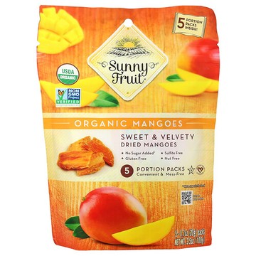 Sunny Fruit, 有機芒果乾，5 小包，每包 0.7 盎司（20 克）