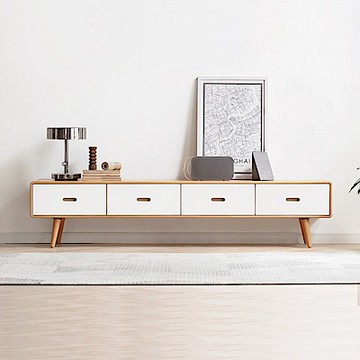 源氏木語暖白實木四抽電視櫃1.8M Y56N03 (H014364078)