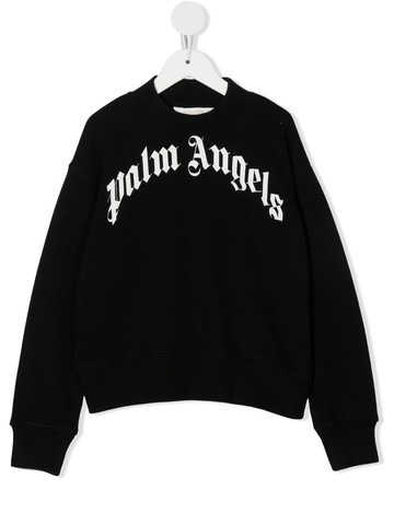 Palm Angels Kids - logo-print crew-neck sweatshirt - kids - Cotton/Cotton/Elastane - 8 yrs - Black