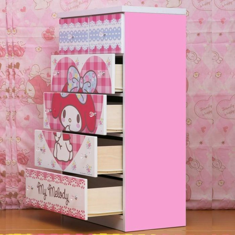 木製チェスト　タンス　5段　ピンク 宮武製作所 チェスト 5段 多段チェスト Cran 幅39.5×奥行31×高さ96.5cm