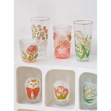 澤滕家用高顏值手繪可愛少女心禮物冷飲冰水果汁夏天玻璃杯子合集