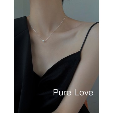 Pure Love樂芙 /正韓 銀飾【S925純銀】N0397簡約通體純銀項鍊單顆珍珠鎖骨鏈 短項鏈 / 銀