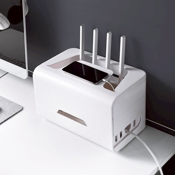 路由器收納盒 無線wifi路由器收納盒子插排板電源整理線器電視機頂盒置物架塑料【xy2396】