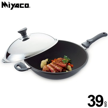 Miyaco 米雅可 遠紅外線陶瓷不沾炒鍋可用鐵鏟附蓋 39cm附蓋-Leidea樂德兒