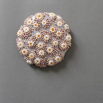 胸針 裂紋 2 復古風 大顆粒 珠繡胸針 銀色 粉色 花朵 個性 獨一無二 聖誕節