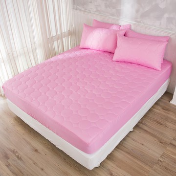 LoveCity 寢城之戀 台灣製 圓彩 防塵防汙 舖棉床包式保潔墊  單人3.5尺  粉色