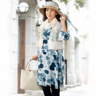 桜舞う季節 LIWAN（リワン）チュニック ワンピース シャツ ビショップ