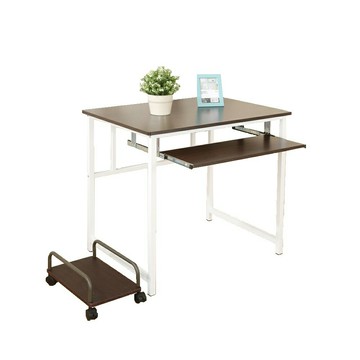 DFhouse》亨利80公分附鍵盤多功能工作桌+主機架-胡桃色