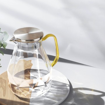 FOREVER 耐熱玻璃鑽石紋款 不鏽鋼把手水壺1800ML