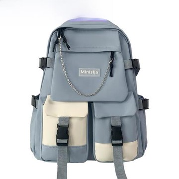 日本新書包女大學生高中2202款大容量初生中拼色雙肩包男背包電腦