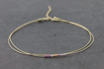 簡單的丁香微小串珠的金鍊腳鐲最小的波西米亞腳鍊