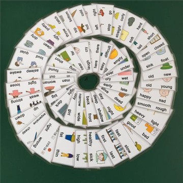 英語啟蒙彩圖單詞卡英文閃卡大卡片 反義詞50張 英語幼兒教師教具