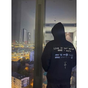 livein后背字母印花圖案ins潮流百搭寬松慵懶bf風連帽衛衣男女款