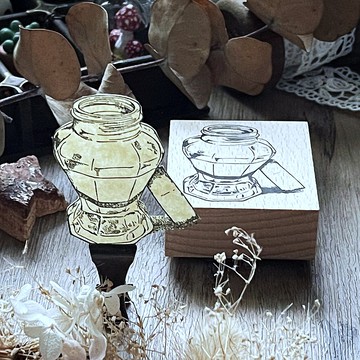 no.93 新八角瓶木頭墨水試色印章