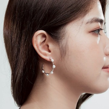 俏麗花邊珍珠耳環 (共兩色)