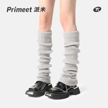 PRIMEET/派米針織灰色襪套女生春夏辣妹白色腿套Y2K堆堆襪亞文化
