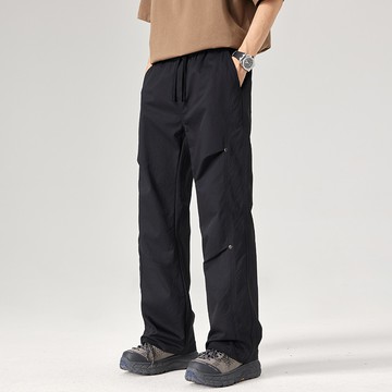 【HOT 本舖】男装2025年春夏新品T800面料傘兵直筒拖地褲寬鬆舒適百搭潮流港風潮牌褲子男顯高顯瘦休閒褲