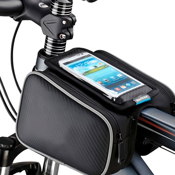 ROCKBROS 洛克兄弟 手機觸控馬鞍包  高清透明PVC窗  高感度觸控設計  碳纖皮革材質  1個  黑色