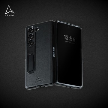 ARMOR Samsung Galaxy Z Fold 5 全真皮電話保護殼_午夜黑