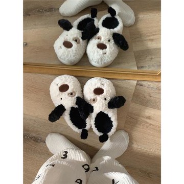 細細條 可愛狗狗棉拖鞋男女家居舒適防滑冬季毛絨保暖厚底月子鞋