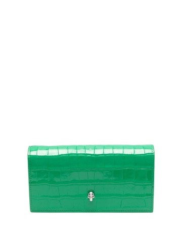 Alexander McQueen - crocodile-effect leather wallet - women - Calf Leather - One Size - Green