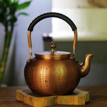 昆吾山純紫銅壺大容量冷水壺復古茶壺煮水煮茶泡茶家用禮品送禮