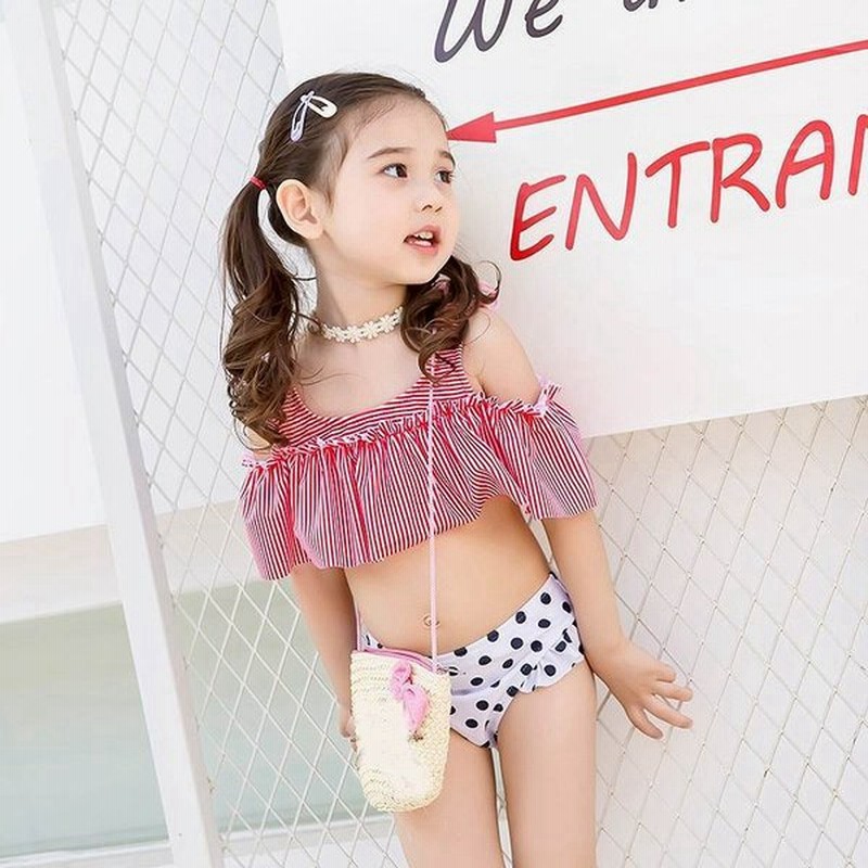 キッズ 女の子 水着 タンキニ ストライプ ドット 水玉 可愛い 海 プール スイムウェア 水遊び ビーチ 海水浴 夏休み 旅行 子供用 女児 女子 ジュニア レッド 通販 Lineポイント最大0 5 Get Lineショッピング