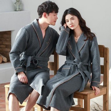 睡袍女2020年新款秋冬季棉質加厚長款夾棉睡衣情侶浴袍男士家居服
