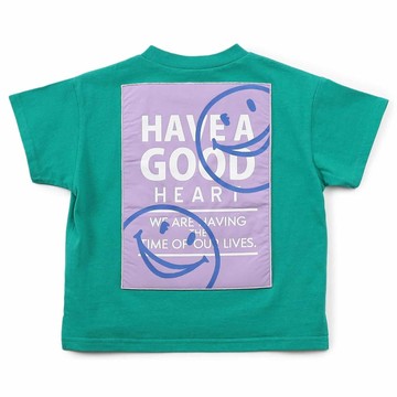 日本 BREEZE - 撞色笑臉短袖上衣-英文logo-綠