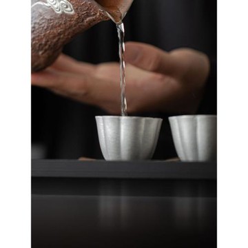 棠頌丨手工鎏銀中式素妝茶杯主人杯老巖泥簡約品茗杯家用聞香杯