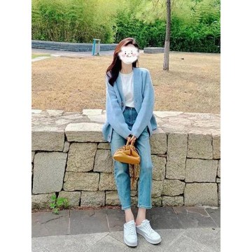 粉色v領毛衣外套女寬松春秋冬季外搭軟糯慵懶風oversize針織開衫