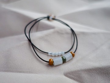 路路通・冰種老種三彩玉珠翡翠手鍊・緬甸玉・天然石・珊瑚