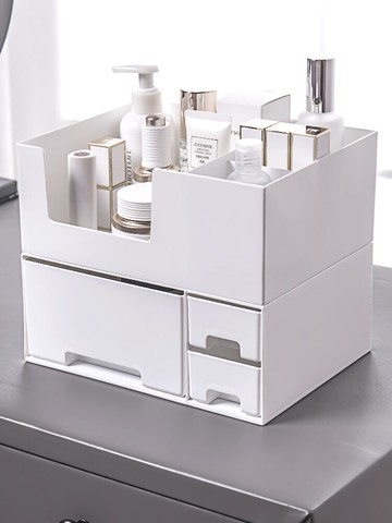 化妝品收納盒桌面大容量抽屜式護膚品口紅刷洗漱梳妝臺整理置物架