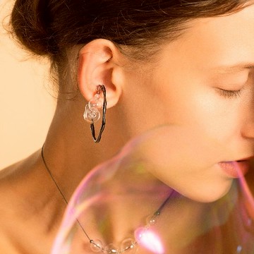 SLOW ROVER｜氣泡星雲 泡泡大耳夾-厚鍍黑金