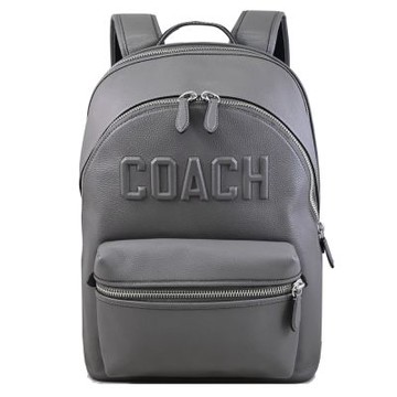 COACH CHARTER 品牌立體LOGO商旅雙層拉鍊後背包(灰)