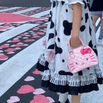 日系可愛童趣HelloKitty兒童少女手提斜挎包凱蒂貓貝殼包軟妹JK包