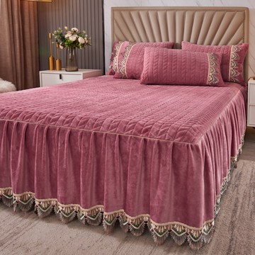 冬季珊瑚絨床罩床裙式單件牛奶絨保暖加厚加絨床單防滑雙人床套罩