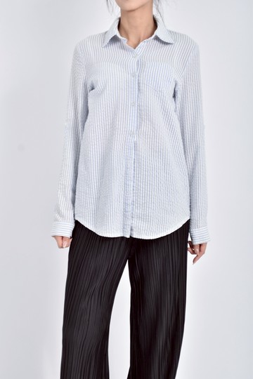 (M) jc design棉質條紋藍色襯衫上衣