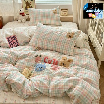 【A類全棉刺繡】卡通四件套 純棉四件套 刺繡三件套 床上用品 學生宿舍 兒童房 AB版設計 親膚透氣 可愛學院風