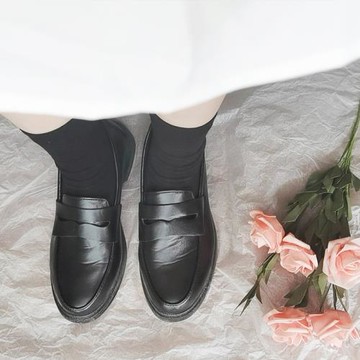 黑色襪子女中筒春秋堆堆瑪麗珍樂福鞋純棉白色秋季運動純色長襪男