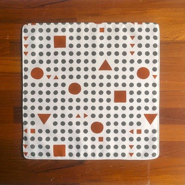 台灣純棉手帕 = 幾何 = 墨綠X磚紅 (共3色)