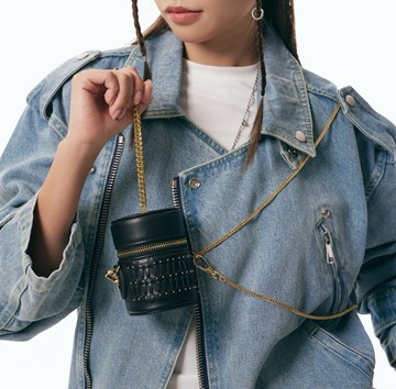 Classic 經典編織迷你水桶包－黑金(Mini)